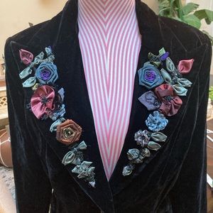 Vintage Goth Velvet Long Coat (Medium)